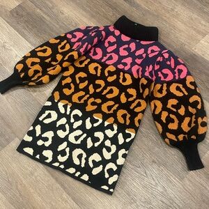 FARM Rio Multicolor Leopard Long Sleeve Dress